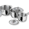 Vinod Tuscany Stainless Steel Cookware Combo Set of 3 with Glass Lid | Saucepot 2,2.8 Ltr & Saucepan 1.3 ltr | 5mm Thick, Extra Deep | Induction Base | 2 Year Warranty